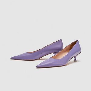 NWT Zara Lilac Purple Kitten Heels Size 9